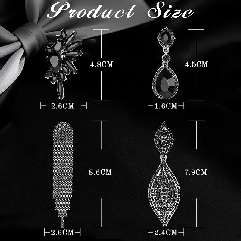 Sanfenly Clip On Earrings Women Dangle, Large Long Dangling Non Pierced Earrings Elegant Formal Big Bling Rhinestone Crystal Simulated Diamond Clip Earrings for Women Non Pierced Ears - Image 5